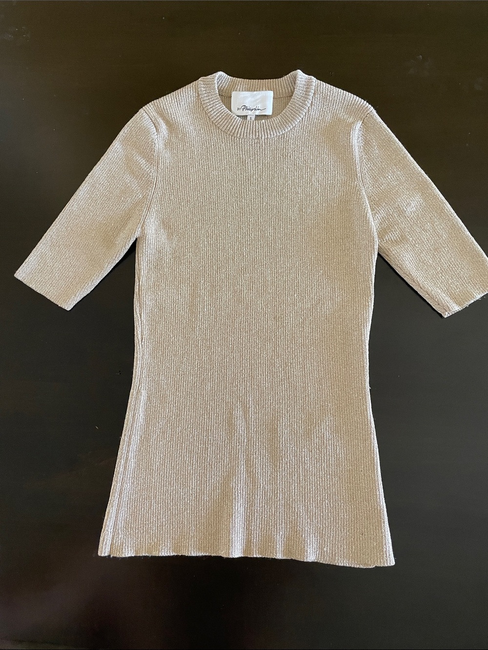 3-1 Phillip Lim Ribbed Metallic Knit Top.
